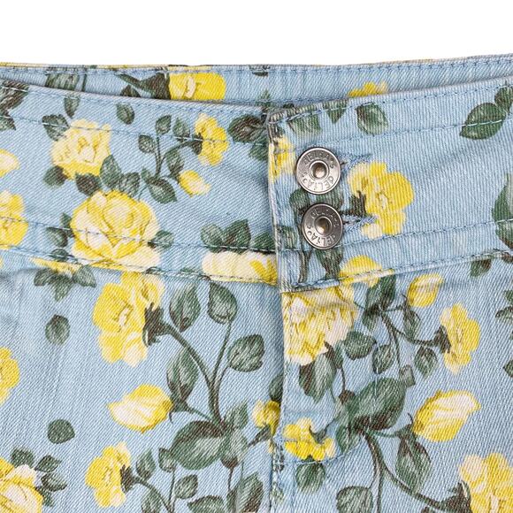 Delia’s Floral Jean Shorts Blue Yellow Flowers Denim Low Rise Junior's 3 - Picture 4 of 8
